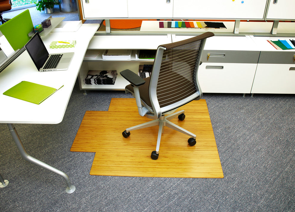 Ronson Bamboo Deluxe Roll-Up Chair Mat, Natural, With Lip, 44"x52"