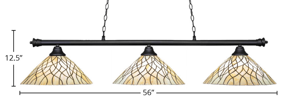 Oxford 3-Light Bar, Matte Black/Sandhill Art