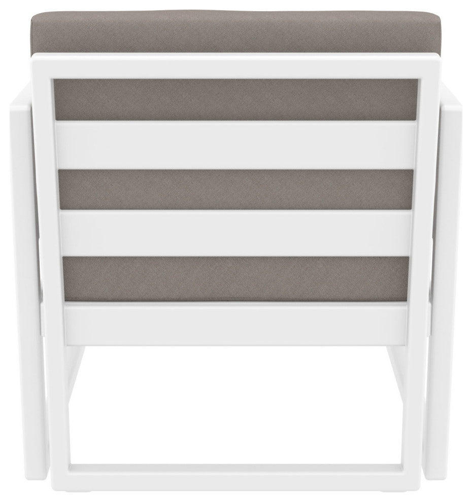 Mykonos Patio Club Chair White With Acrylic Fabric Taupe Cushion