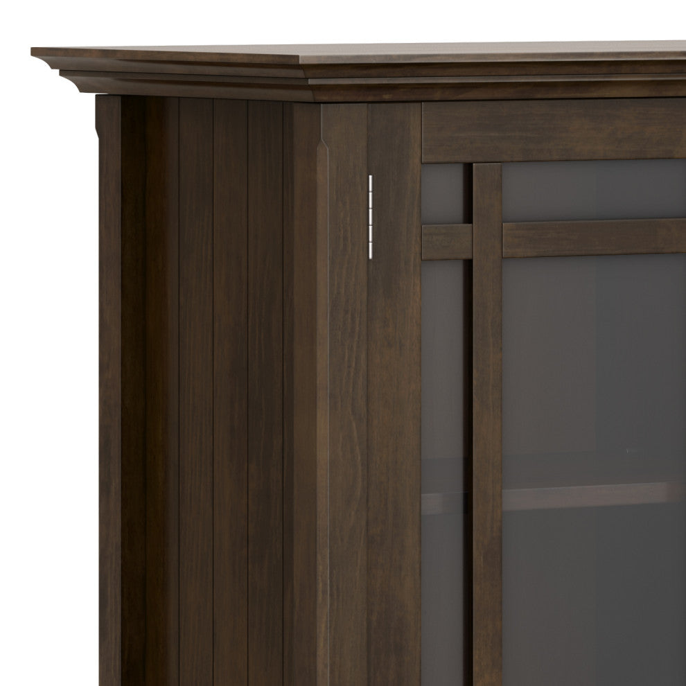 Bedford Solid Wood Wide Storage Cabinet, Dark Tobacco Brown