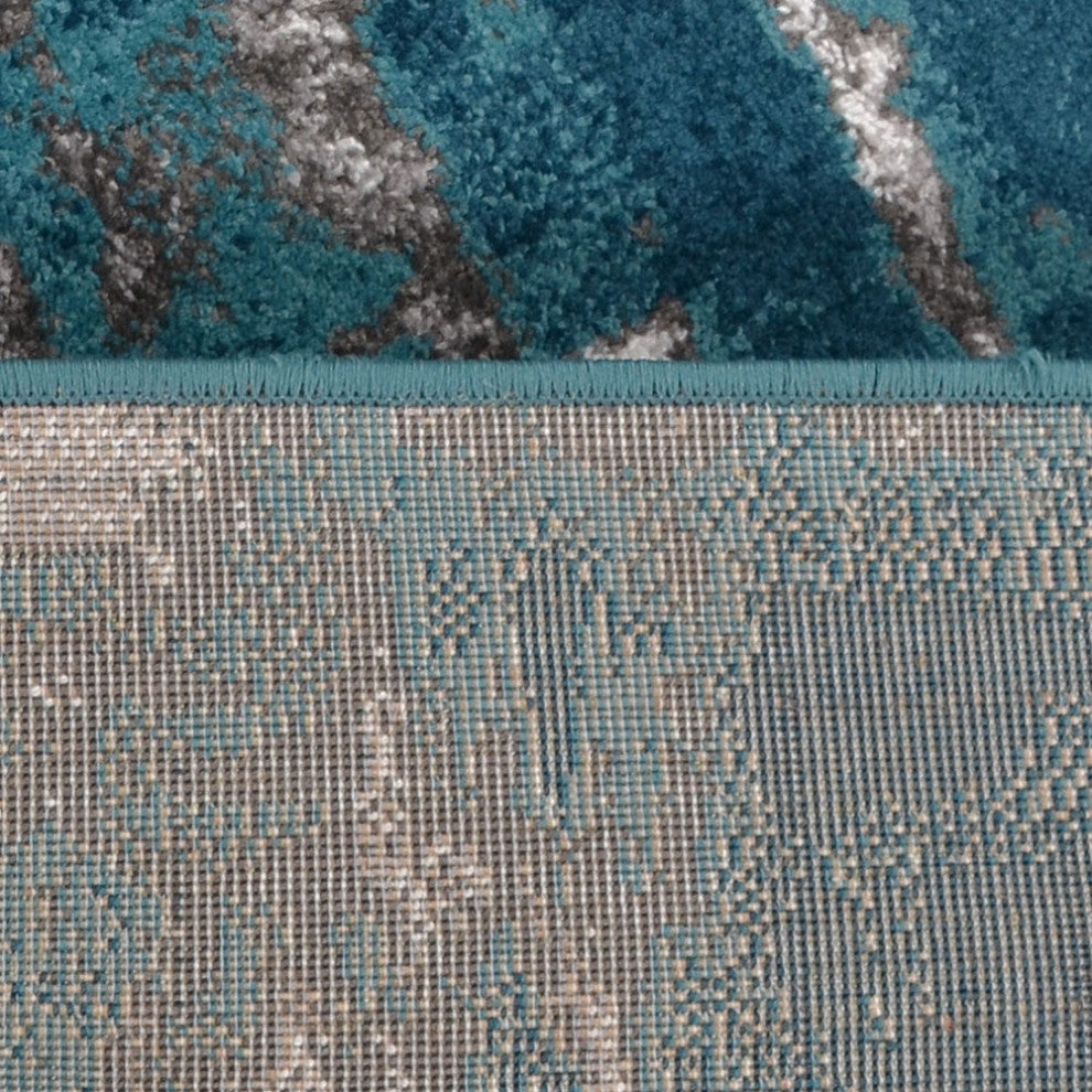 MACHINE MADE HEATSET POLYPROPYLENE AREA RUGS -Silver Blue Color,Abstract Design, [Rectangle] 4'x6'