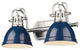2 Light 17" Bath Vanity Light, Pewter With Navy Blue Shade