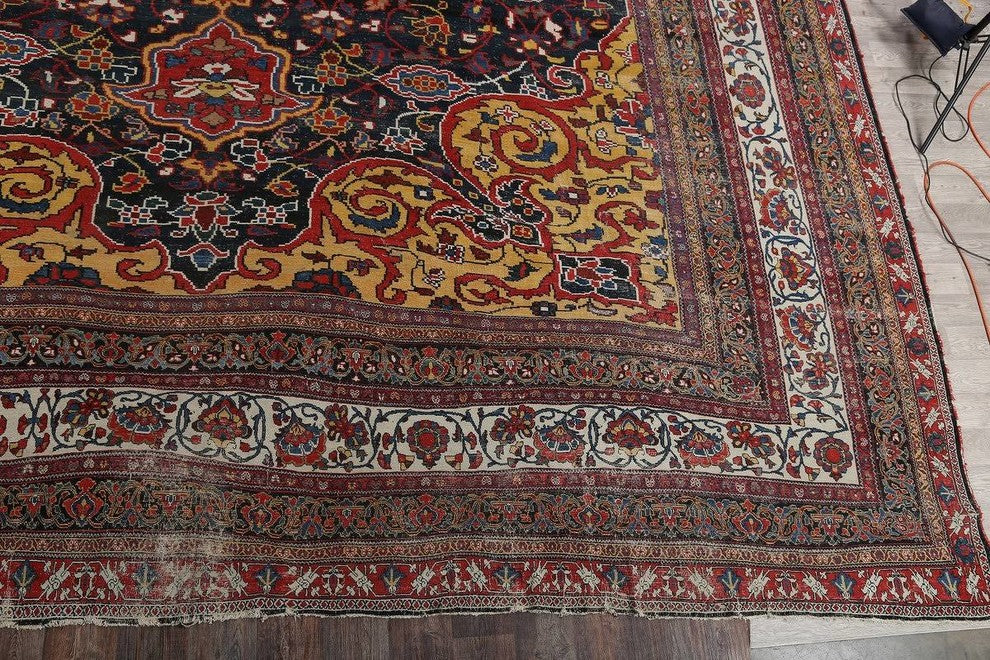 Consigned, Palace Antique Bakhtiari Persian Worn Oriental Area Rug 32'2"x18'0"