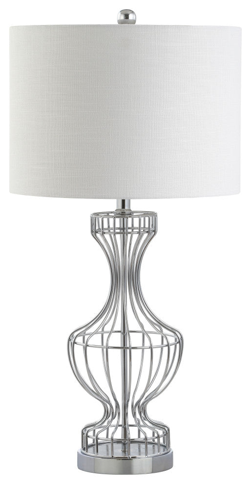 Honore 28" Metal Wire Frame Table Lamp, Chrome