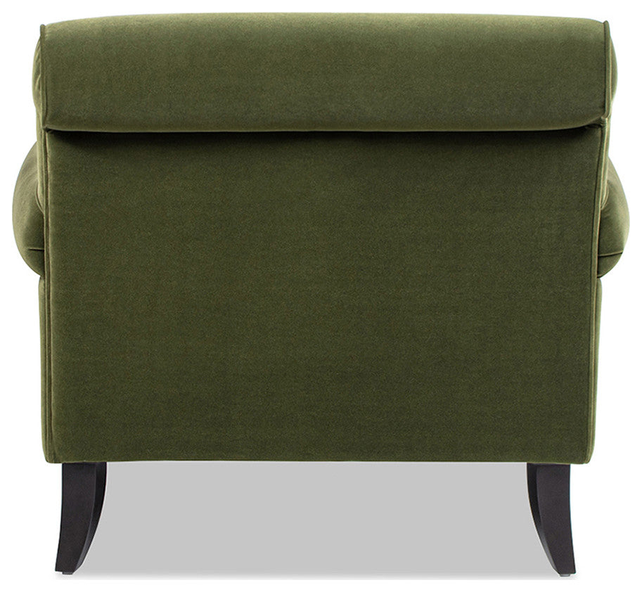 Alana Lawson Tight-Back Rolled-Arm Velvet Chaise Lounge Chair, Olive Green