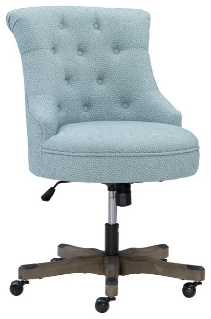 Classic Office Chair, Swivel Design & Diamond Button Tufted Back, Light Blue
