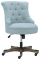 Classic Office Chair, Swivel Design & Diamond Button Tufted Back, Light Blue