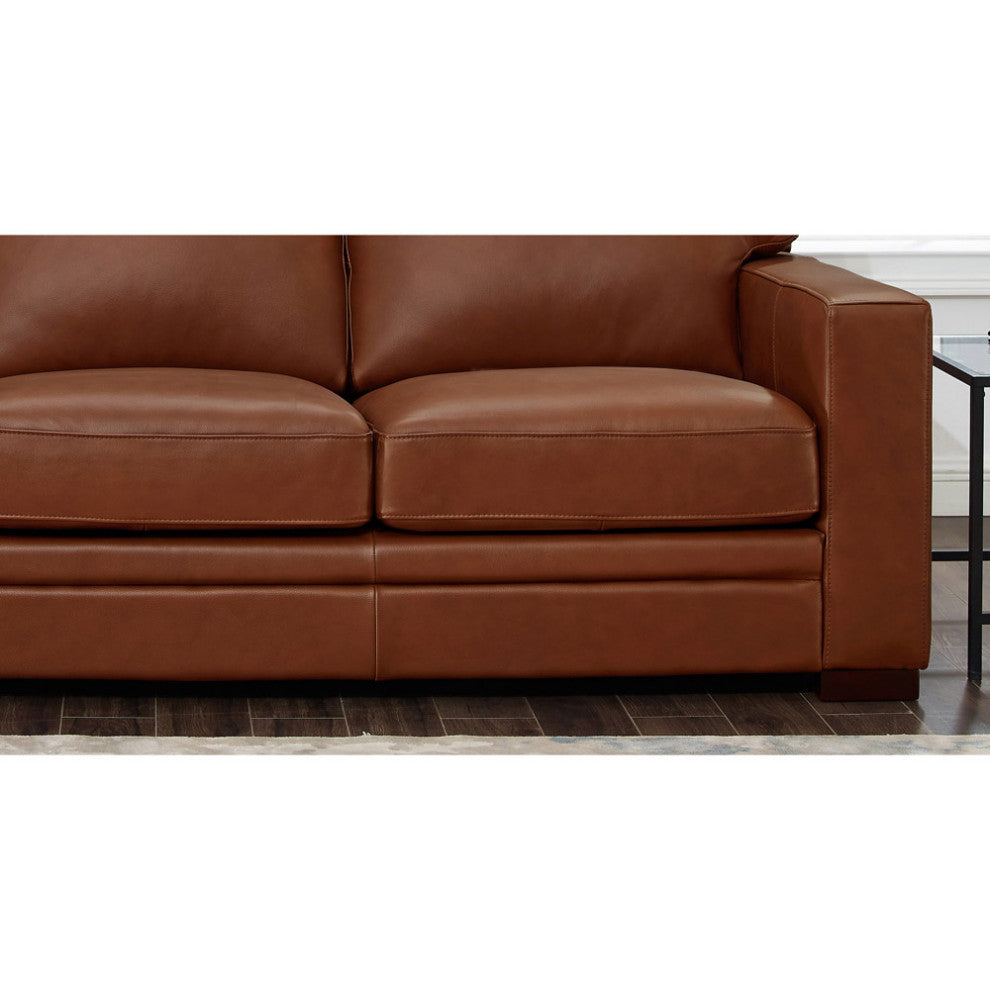 Hydeline Dillon Top Grain Leather Sofa Collection, Cinnamon Brown, Loveseat