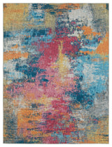 Sasha Abstract Impressions Machine Washable Multi-colored Area Rug Mat 5' x 7'