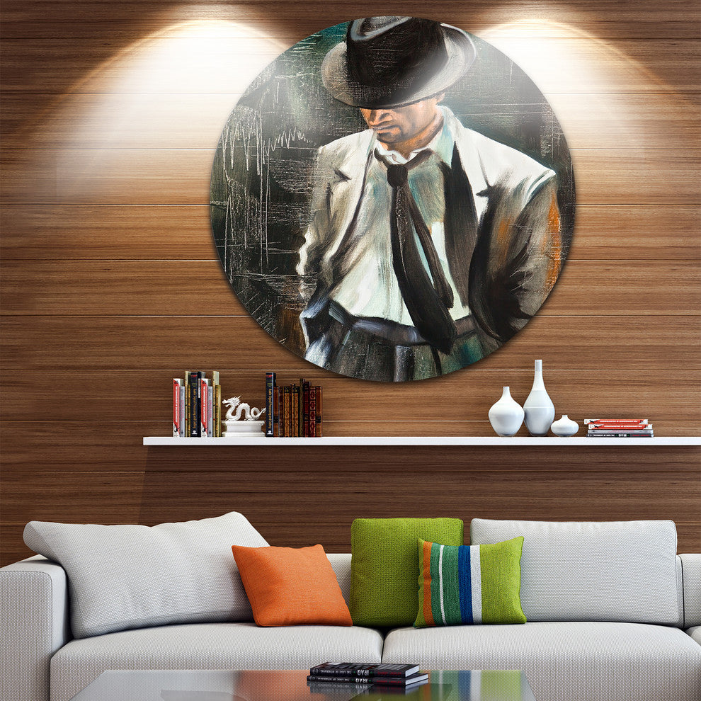The Gentleman, Portrait Large Disc Metal Wall Art, 23"