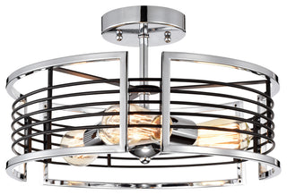 CHLOE Lighting IRONCLAD Industrial 3-Light Chrome Semi-Flush Fixture