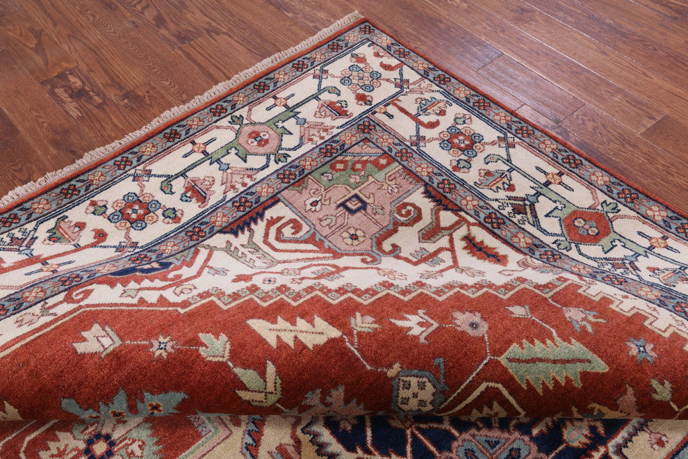 9' 0" X 12' 0" Heriz Serapi Hand-Knotted Wool Rug - Q16005