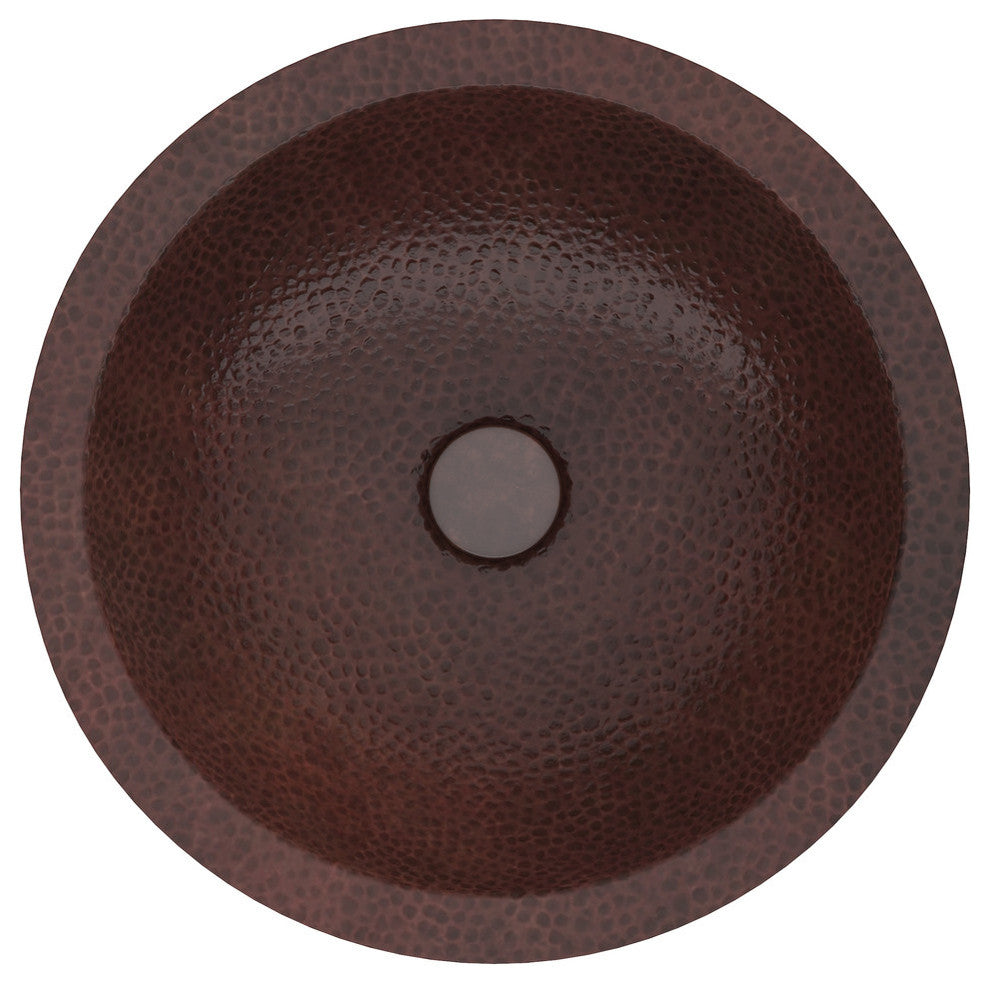 Magnus 16" Drop-in Round Bathroom Sink, Hammered Antique Copper