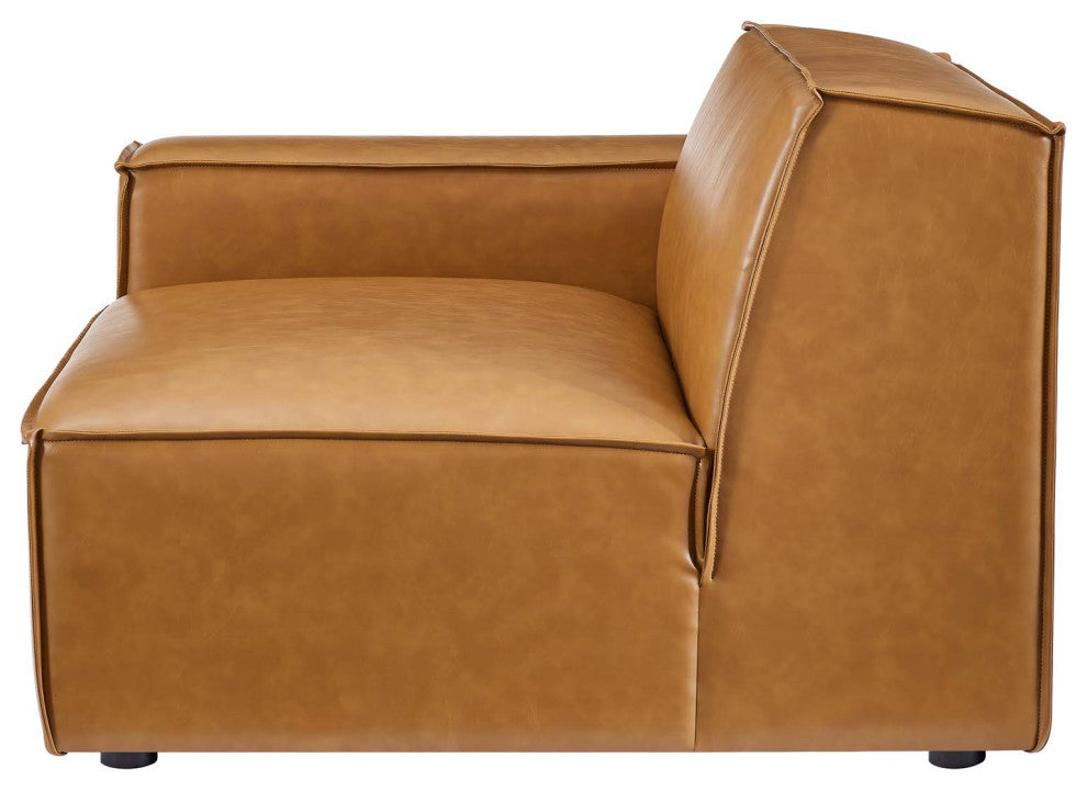 Sectional Sofa Set, Faux Vegan Leather, Tan, Modern, Living Lounge Hospitality