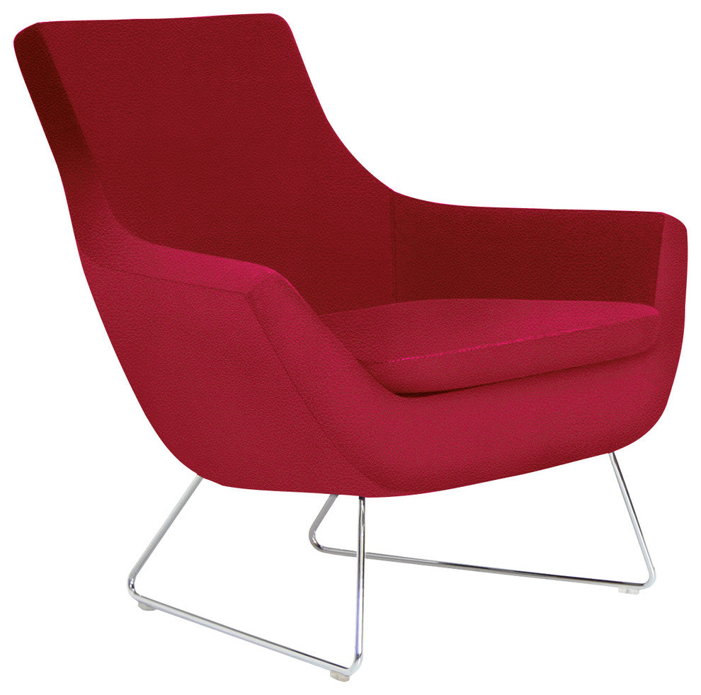 Rebecca Wire Chair, Chrome Plated Steel Tubes Base, Red Leatherette