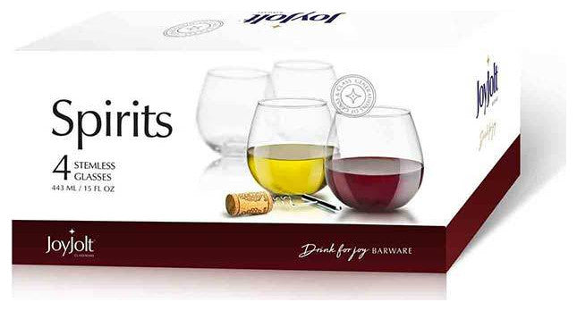 Spirits Stemless Crystal Wine Glasses 15 oz, Set of 4