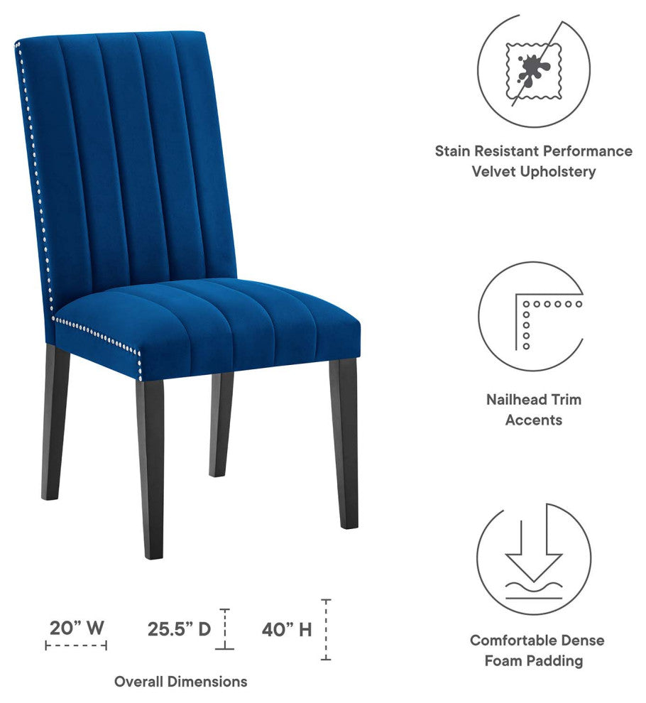 Catalyst Performance Velvet Dining Side Chairs, Set of 2, Navy