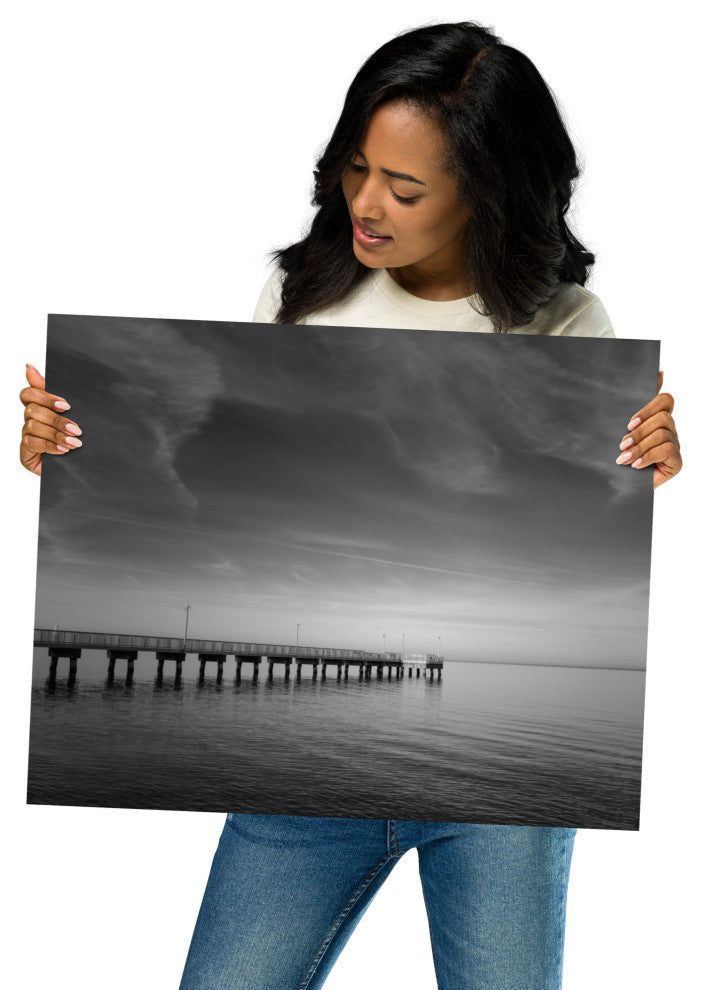 End of the Pier Landscape Photo, Beach Unframed Wall Art Print, 16" X 20"