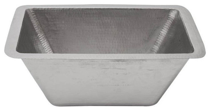 Rectangle Copper Bar Sink, Nickel, 2" Drain Size