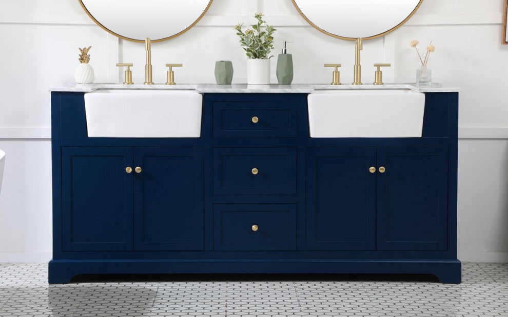 Elegant Decor VF60272DBL 72" Double Bathroom Vanity, Blue