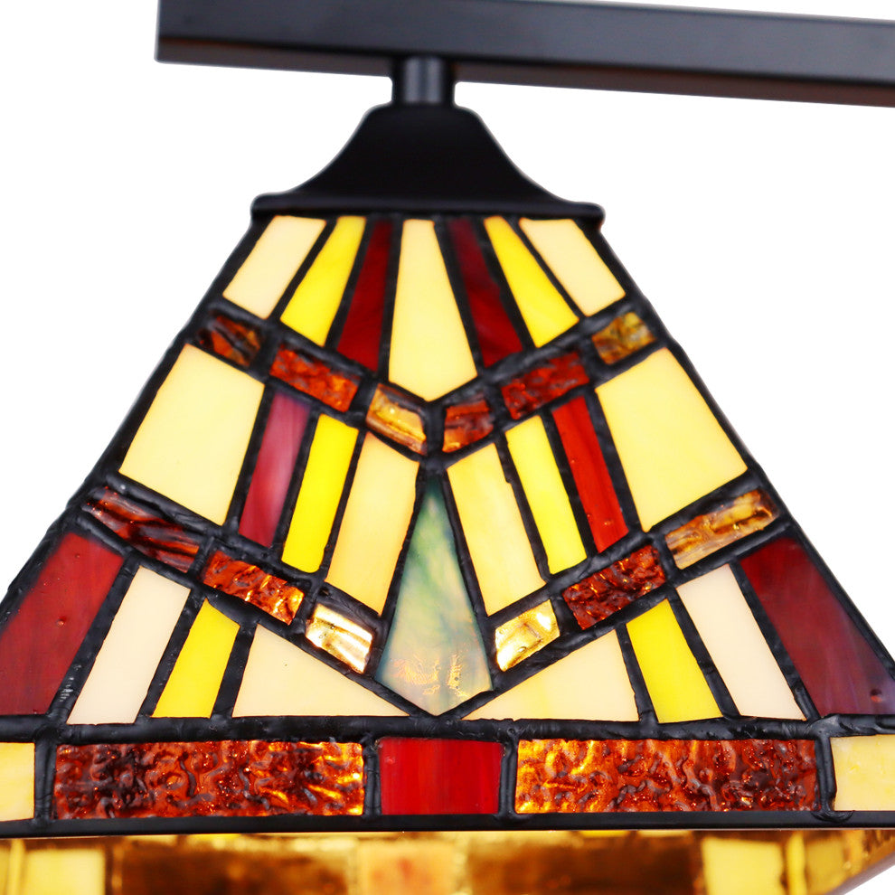 Vincent Mission Tiffany-Style 3 Light Chandelier 27" Wide