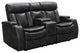 Marley Leather Power Reclining Console Loveseat, Power Headrest, Black