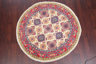 Pakistani Traditional Kazak Handmade Oriental Area Rug, Beige, 4'11"X4'11"