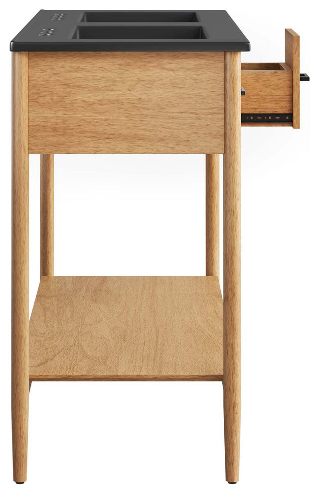 Zaire 48" Double Sink Bathroom Vanity - Natural Black