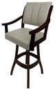 Swivel Counter Wood Bar Stool Casa on S-Base, Ocean Beige Vinyl - Dark Walnut, 26"