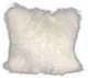 20" Bright White Genuine Tibetan Lamb Fur Pillow With Microsuede Backing