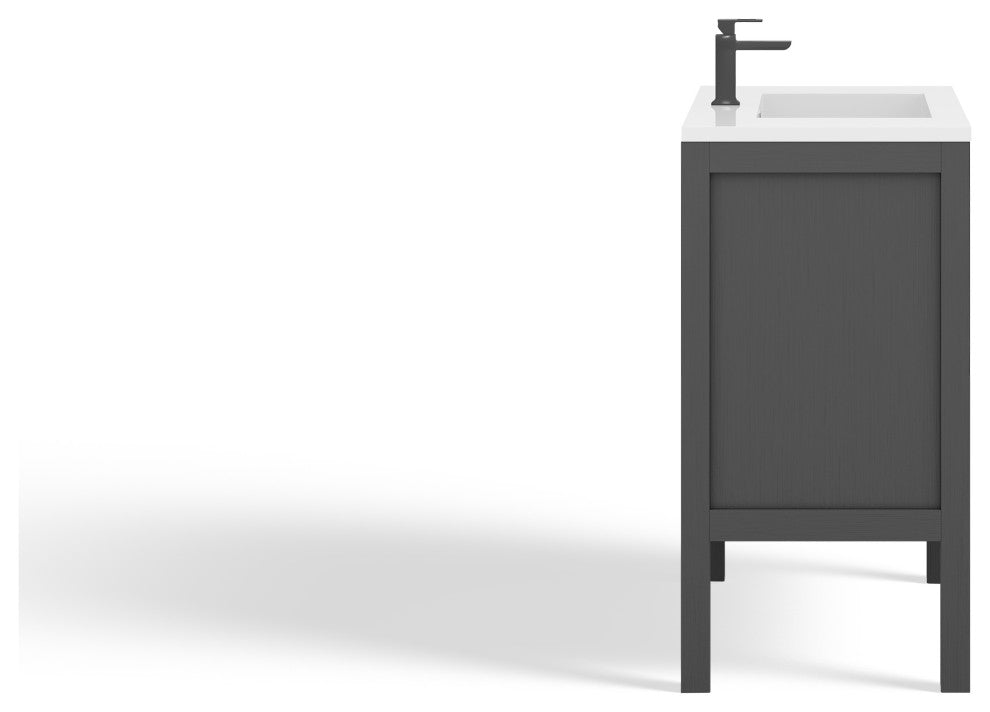 The Shiloh Bathroom Vanity, Charcoal Oak, 36", Single Sink, Freestanding