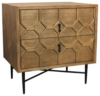 Samara 2-Drawer Recycled Pine Wood Nightstand, Natural Finish