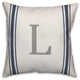 Blue Farmhouse Stripe Monogram - L 18x18 Spun Poly Pillow