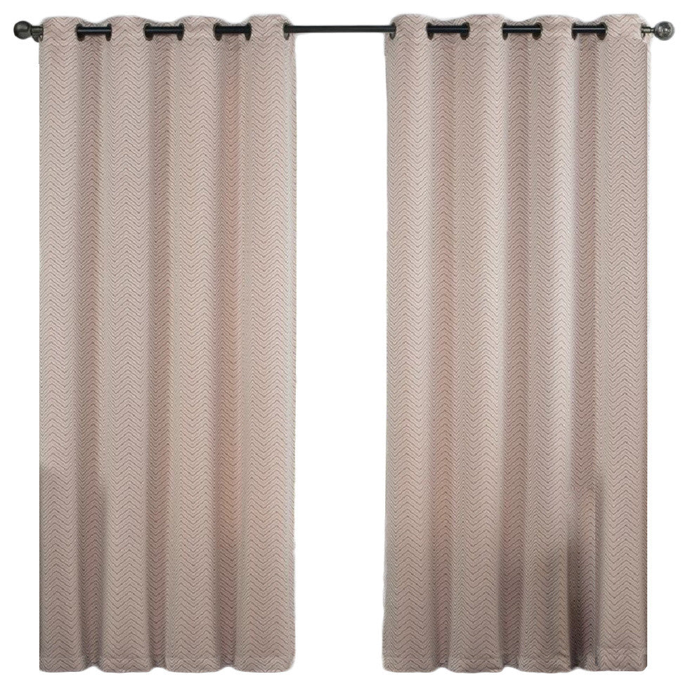 Chevron Embroidered Grommet Panel, 2PC, Cinnamon, 55"x90"