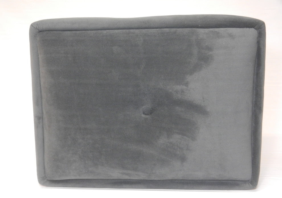 Grand Deco Tufted Suede Footstool - Available in 7 colors, Black