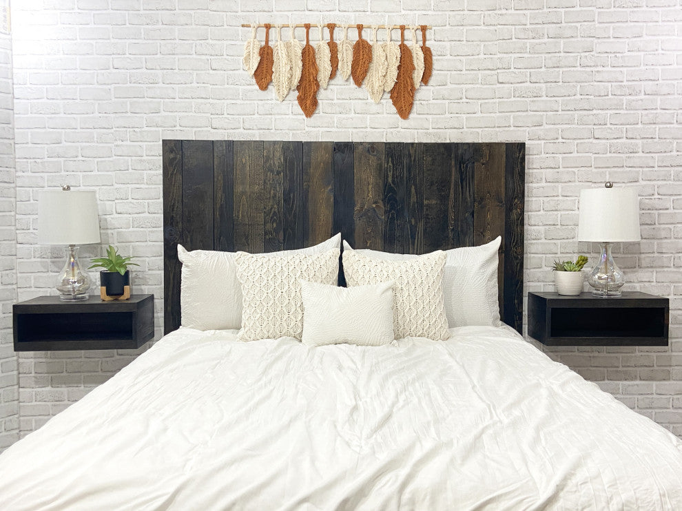 Handcrafted Headboard, Hanger Style, Black Barrel, Full
