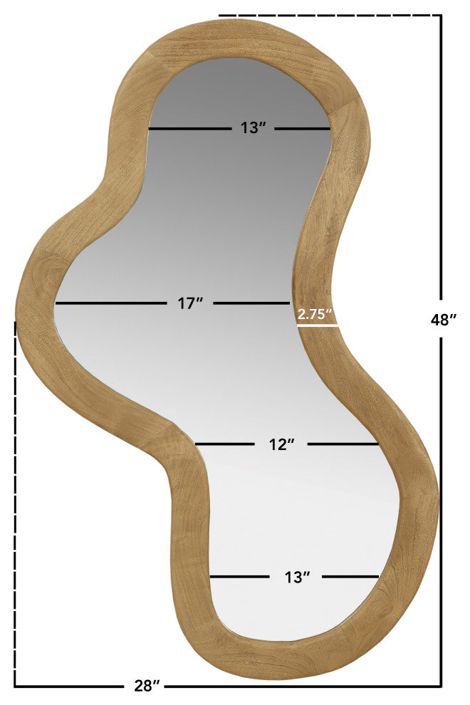 Oblique Mirror, Oak, 28" X 48"