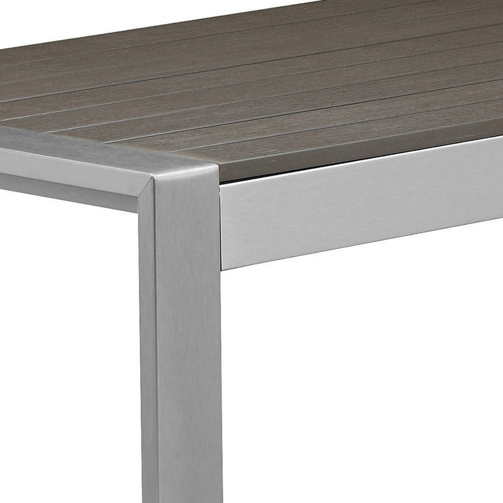 Benzara BM287844 Kili 35" Coffee Table, Surface, White Gray Aluminum Frame