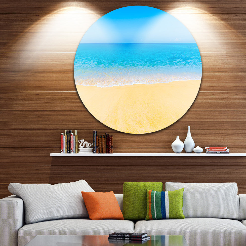 Calm Blue Sea And Sky, Seascape Photo Round Wall Art, 23"