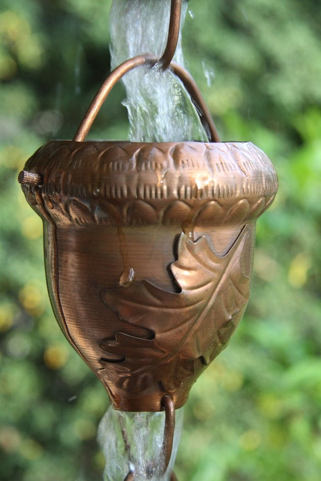 Autumn Oak Rain Chain With Installation Kit, 12 Foot