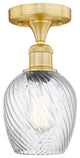 Salina-1 Light 5" Flush Mount-Satin Gold, Clear Spiral Fluted Glass Shade