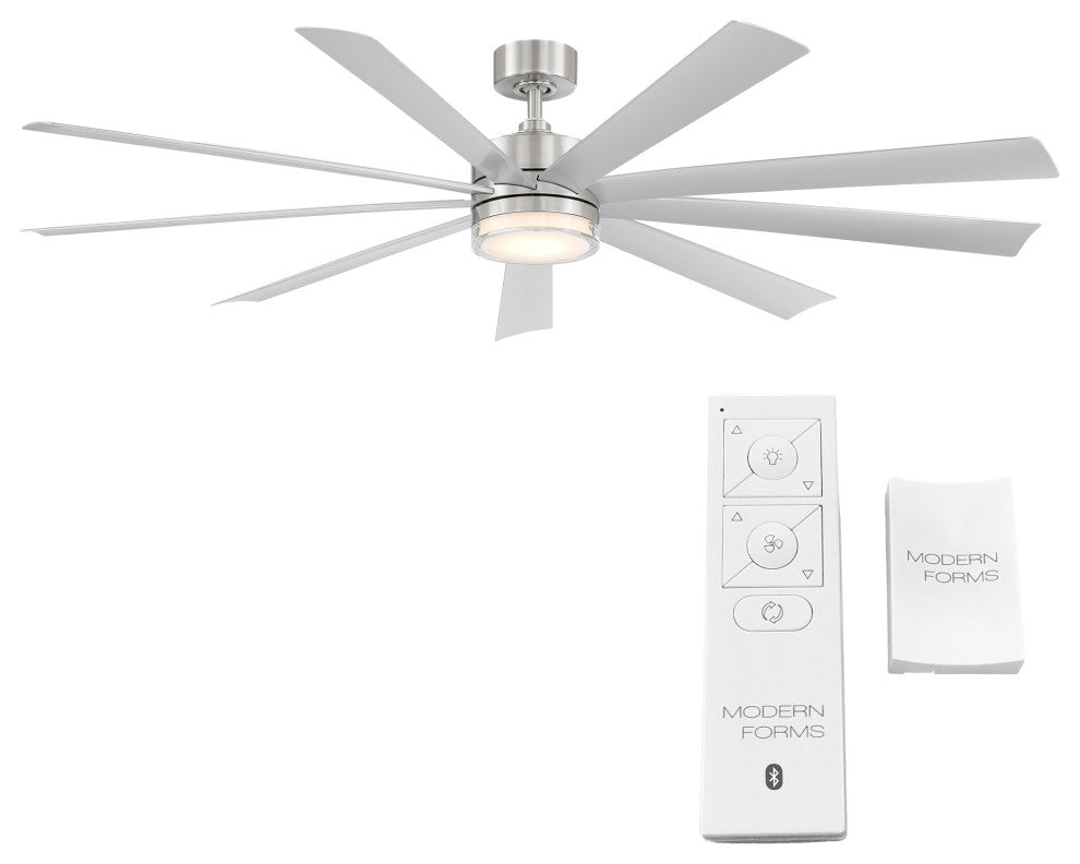 Wynd XL Indoor/Outdoor Smart Ceiling Fan, 72", Stainless Steel, 2700K Light Kit