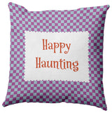 Happy Haunting Checks Accent Pillow, Orchid, 20"x20"