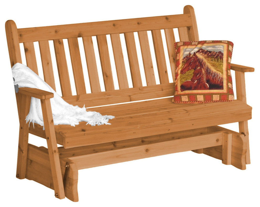Pine Traditional English Glider, Cedar Stain, 4 Foot