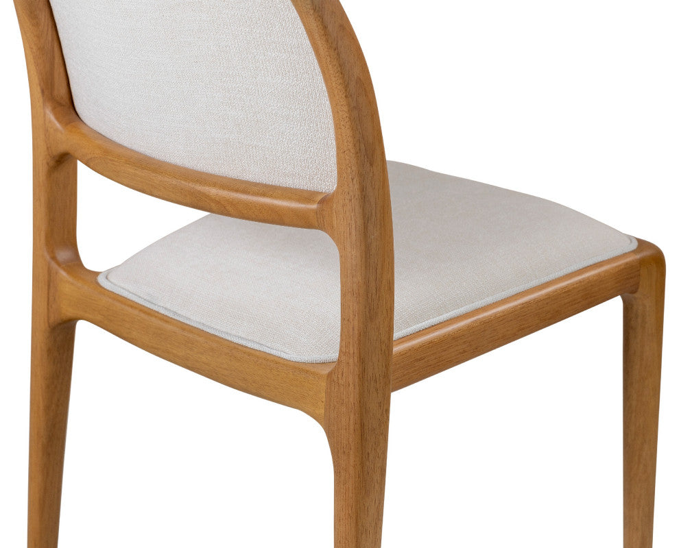 Modern Brazilian Chloe Side Chair Fontana Natural Seat Damasco Frame