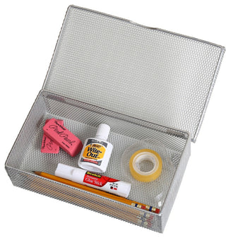 Hinged Mesh Storage Box, Office Desktop Organizer, 2307-2376, 3x9.5x12.5, 6