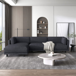 L Shaped Couch Upholstered Convertible Sectional Sofa with Ottoman, Gray