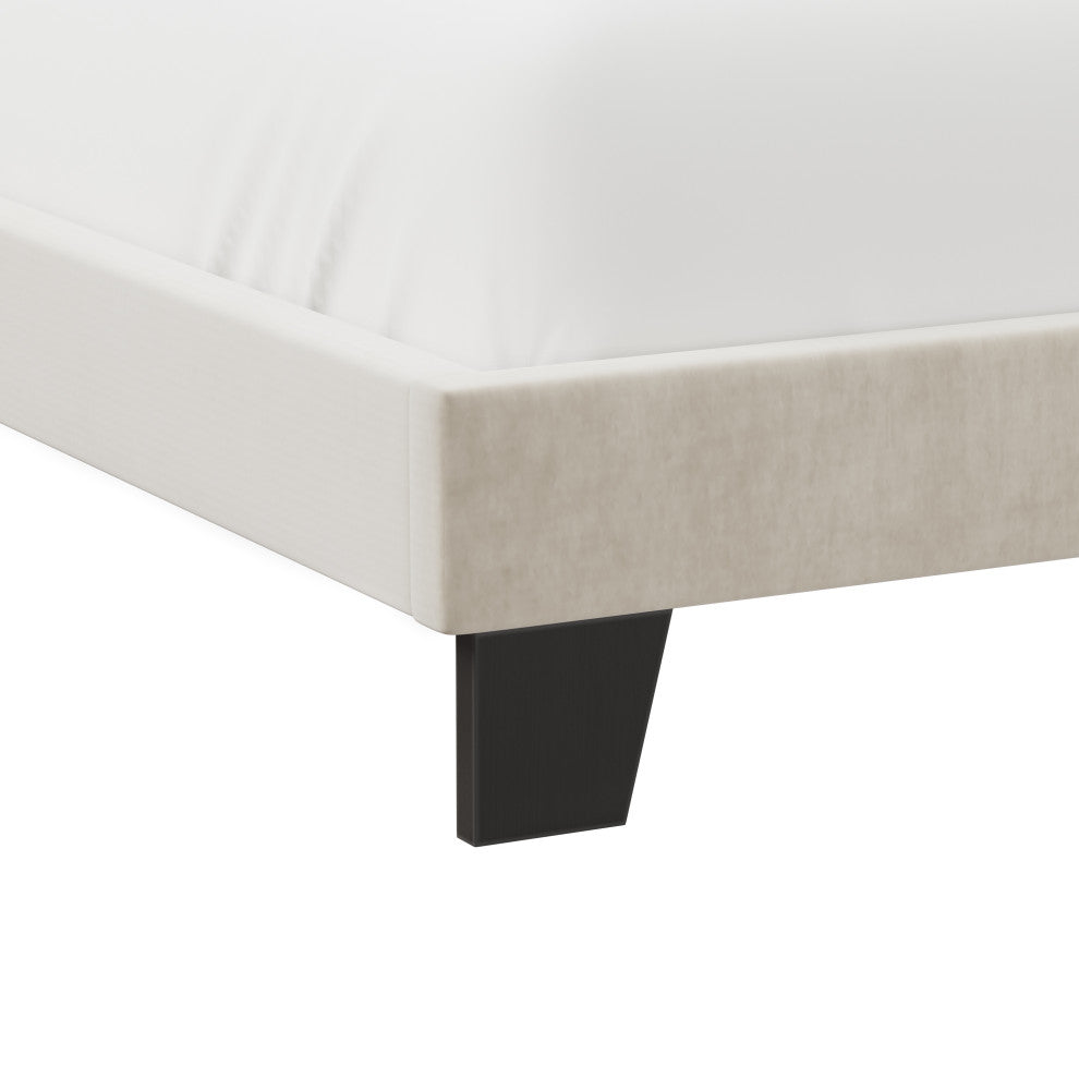 Hillsdale Crestone Adjustable Height Channel Upholstered Full Platform Bed, Cream, King Bed
