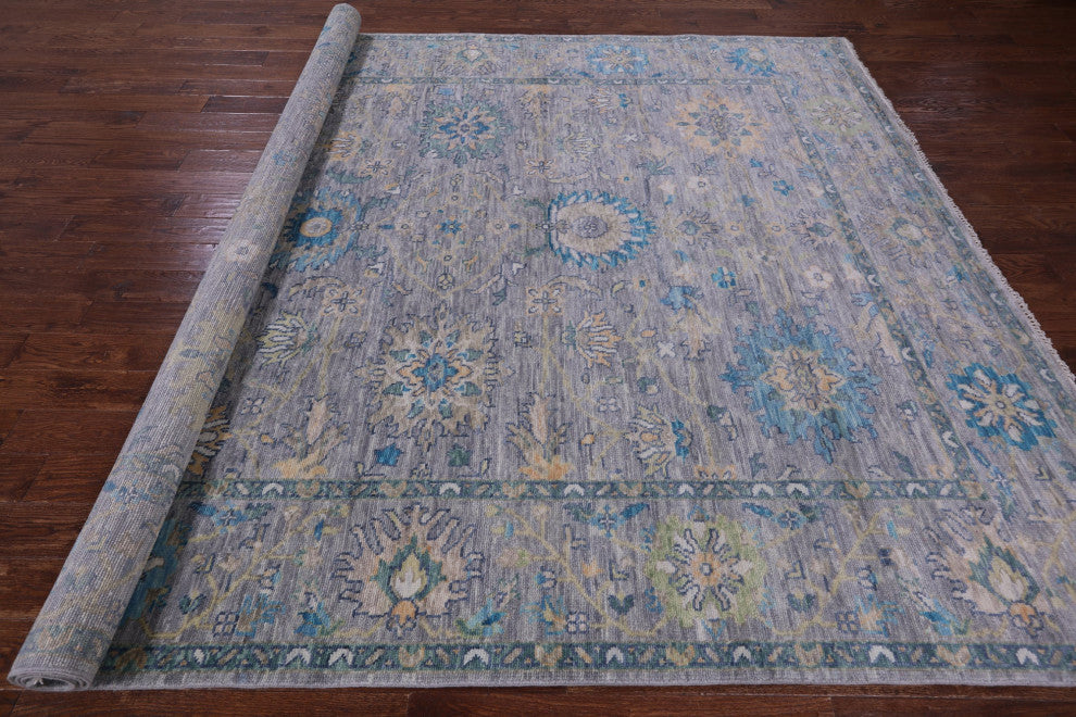 8' 11" X 11' 1" Hand Knotted Turkish Oushak Wool Rug - Q13365