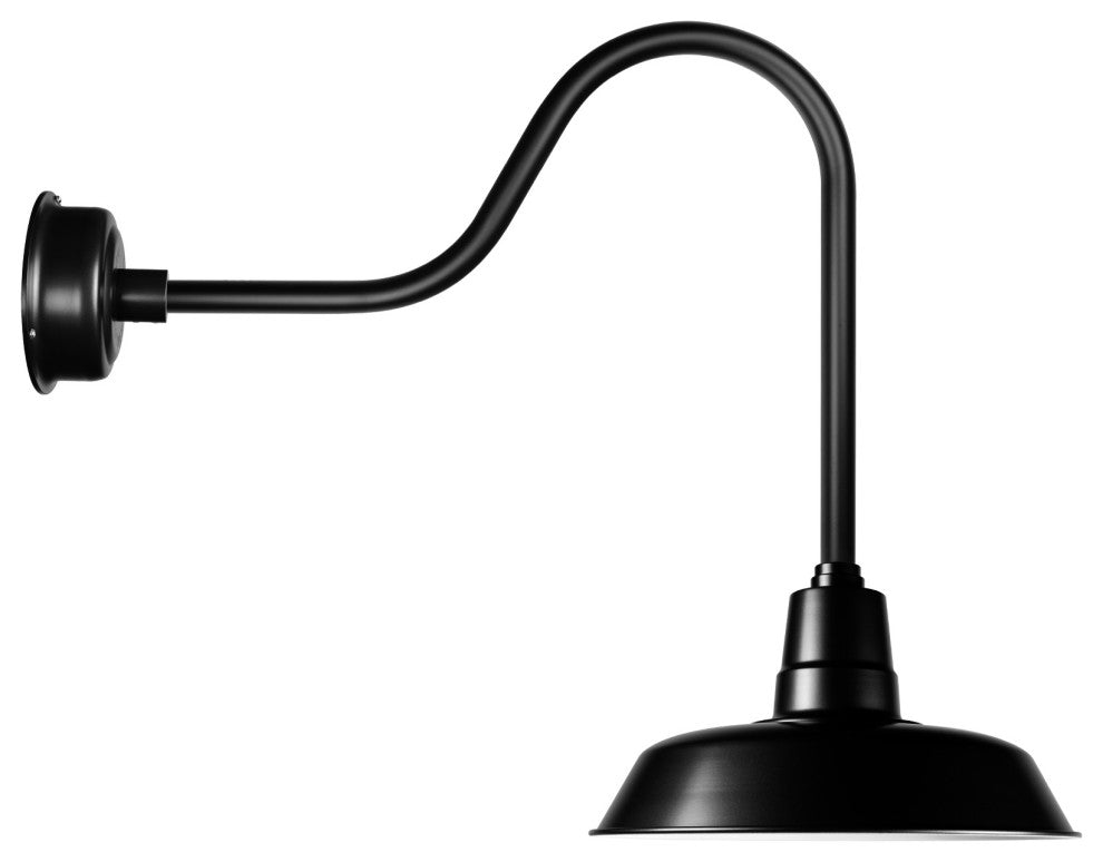 22" Vintage LED Barn Light With Sleek Arm, Matte Black